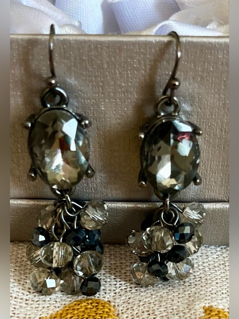 Smoky Crystal Cluster Drop Earrings - Brand